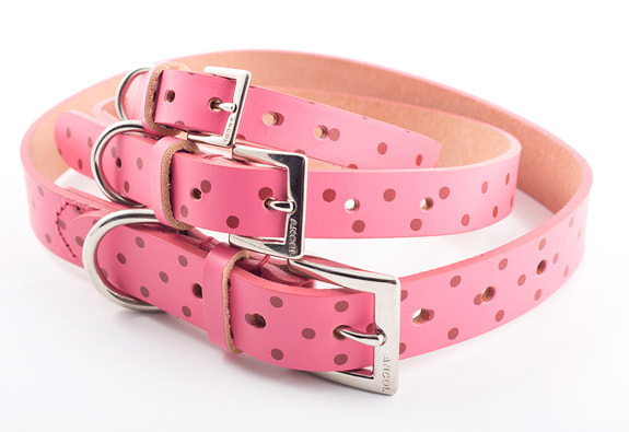 Indulgence Leather Collar Pink Polka